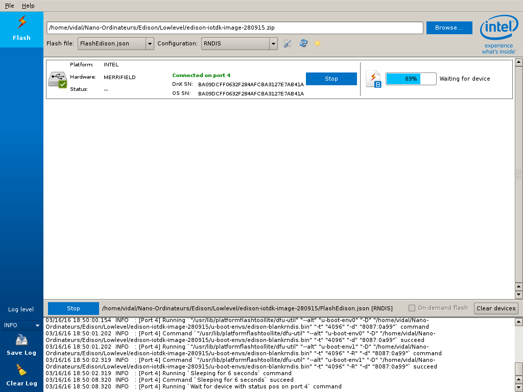 Transfert en cours avec l'util de copie de l'image 