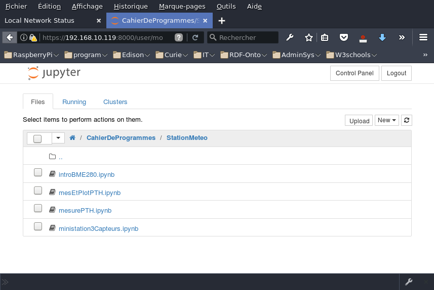 Liste des cahiers meteo