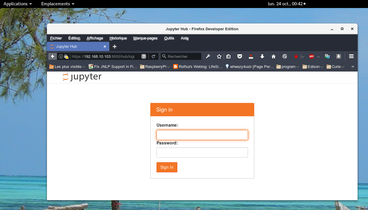 JupyterHub sur un client