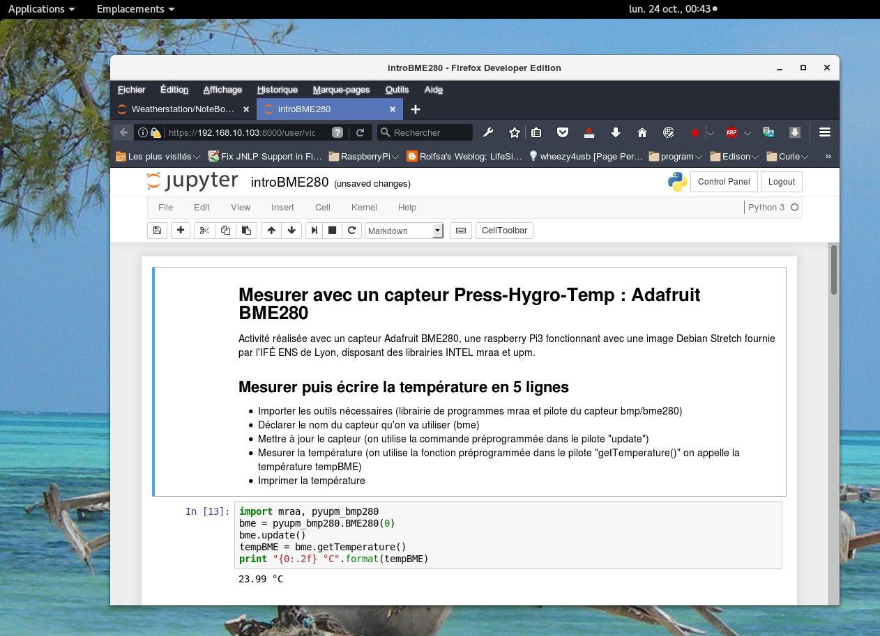 Ouverture d'un notebook Jupyter sur jupyterhub